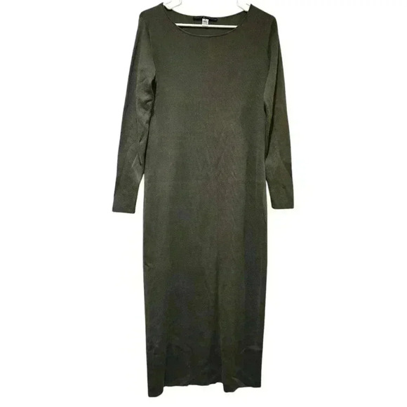Peruvian Connection Pima Cotton Knit Sweater Long Dress Olive Green Size M #178 - Picture 1 of 4